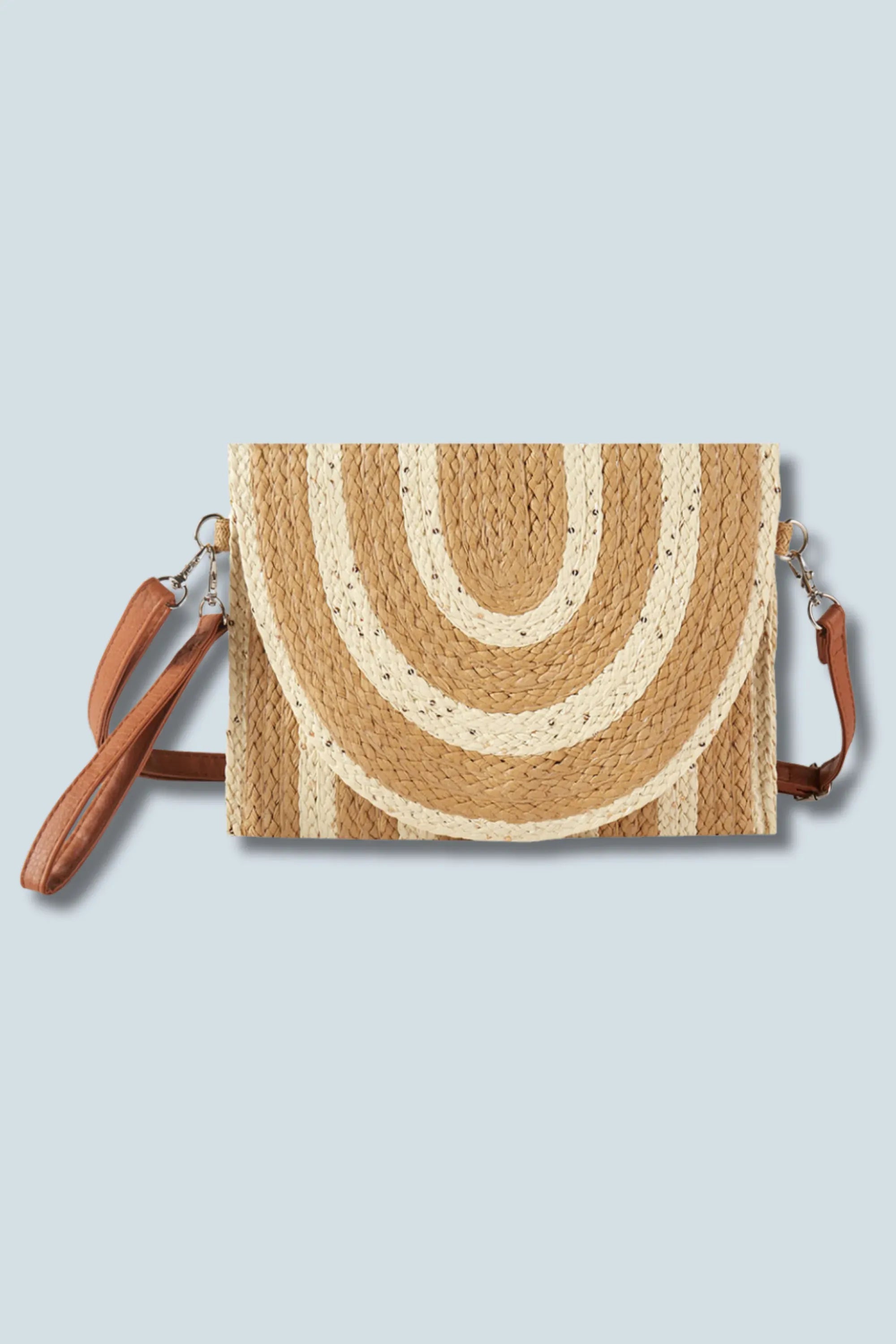 eBoutike Handbag Stitch Detail Straw Clutch / Crossbody Bag