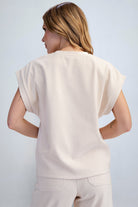 eBoutike Top Round Neck Drop Shoulder Top
