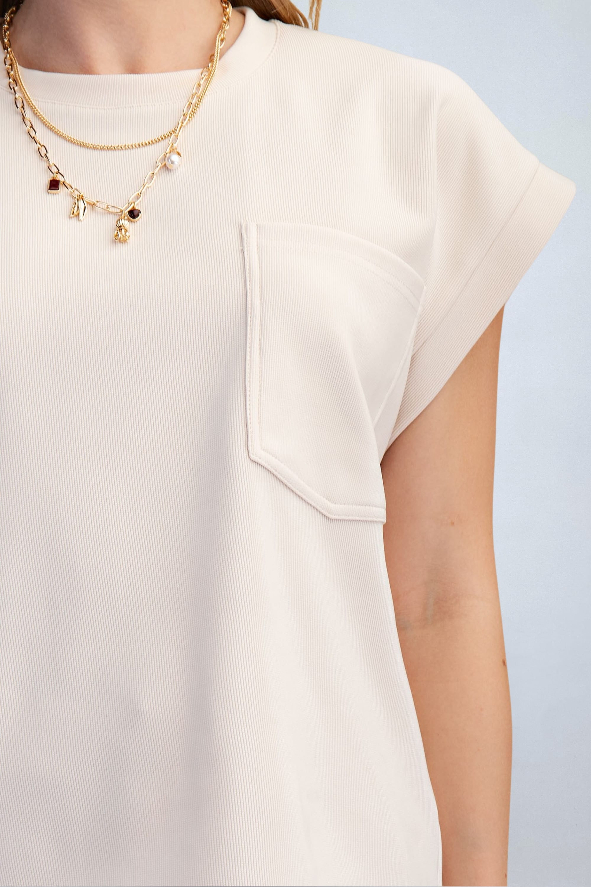 eBoutike Top Round Neck Drop Shoulder Top