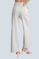 eBoutike Bottom Stretchy Jeans High Rise Front Pocket Wide Leg