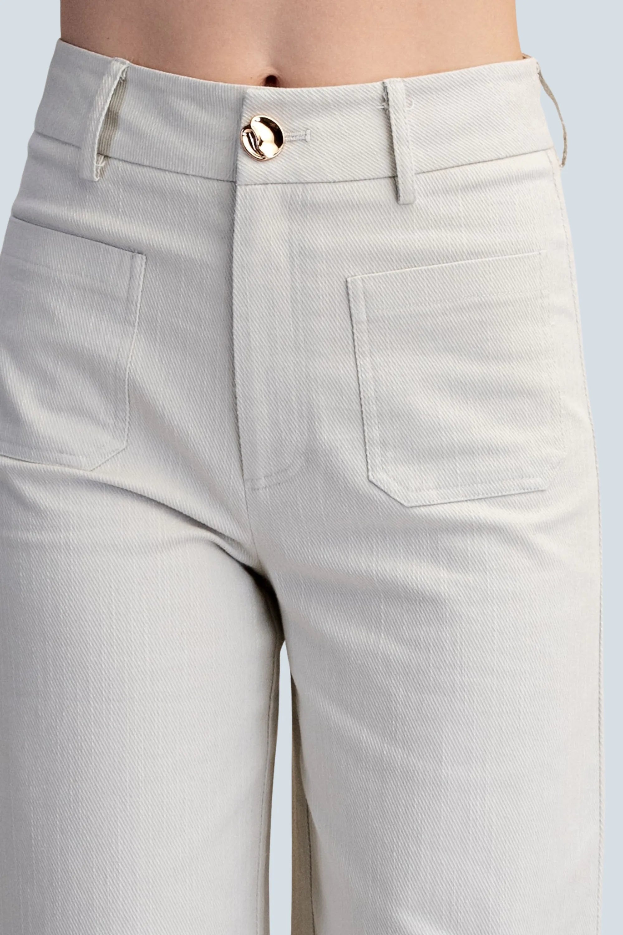 eBoutike Bottom Stretchy Jeans High Rise Front Pocket Wide Leg