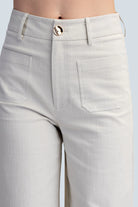 eBoutike Bottom Stretchy Jeans High Rise Front Pocket Wide Leg
