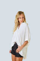 eBoutike Top Textured Air Flow Oversized Button Down Shirt