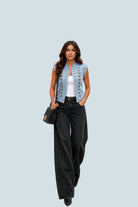 eBoutike Top Denim Napoleon Vest