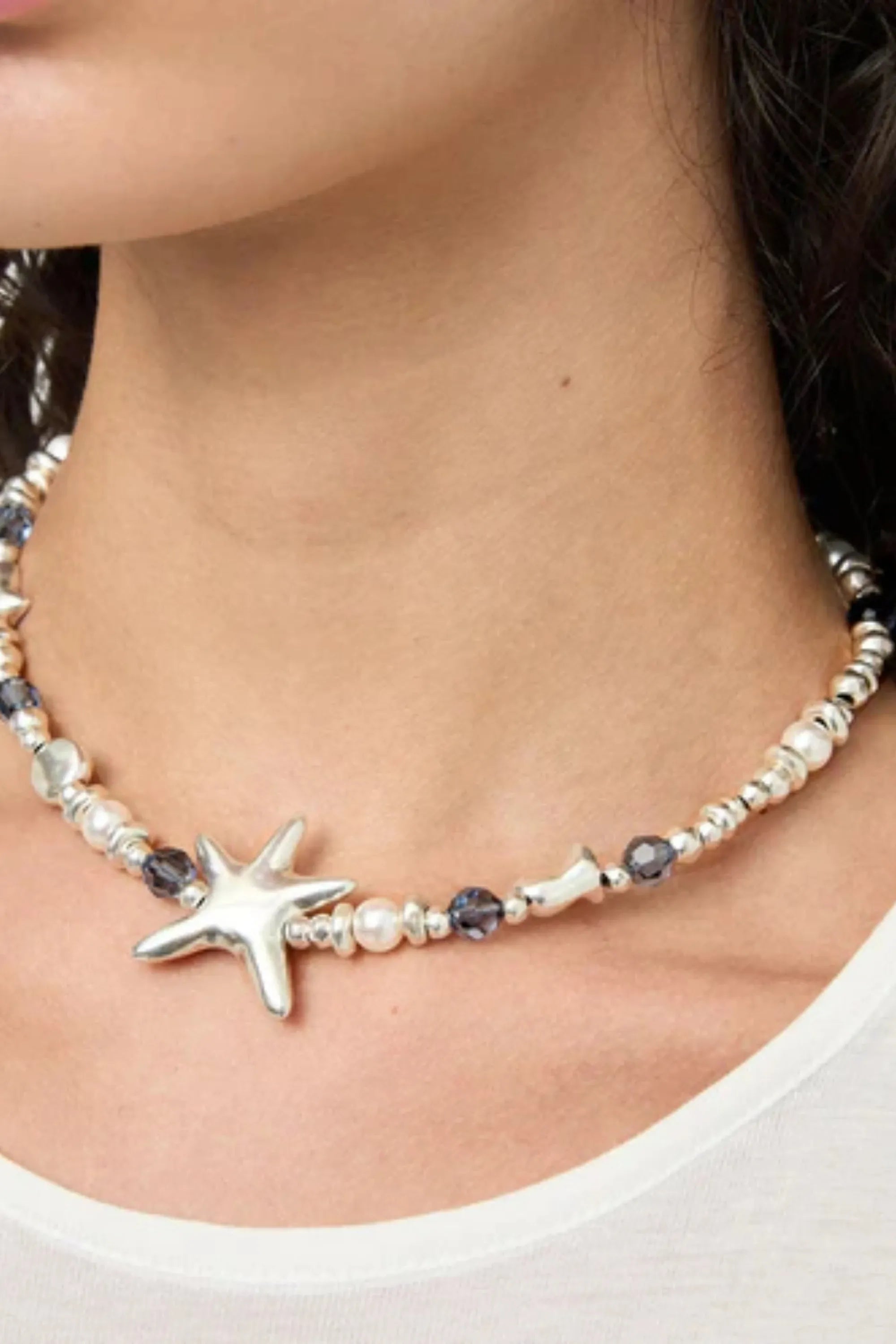 UNOde50 Necklace Starblue Necklace with crystals and big starfish