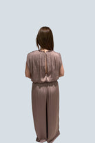 eBoutike Jumpsuit Ruffle Neck Sleeveless Tie Waist Wide Leg Jumpsuit