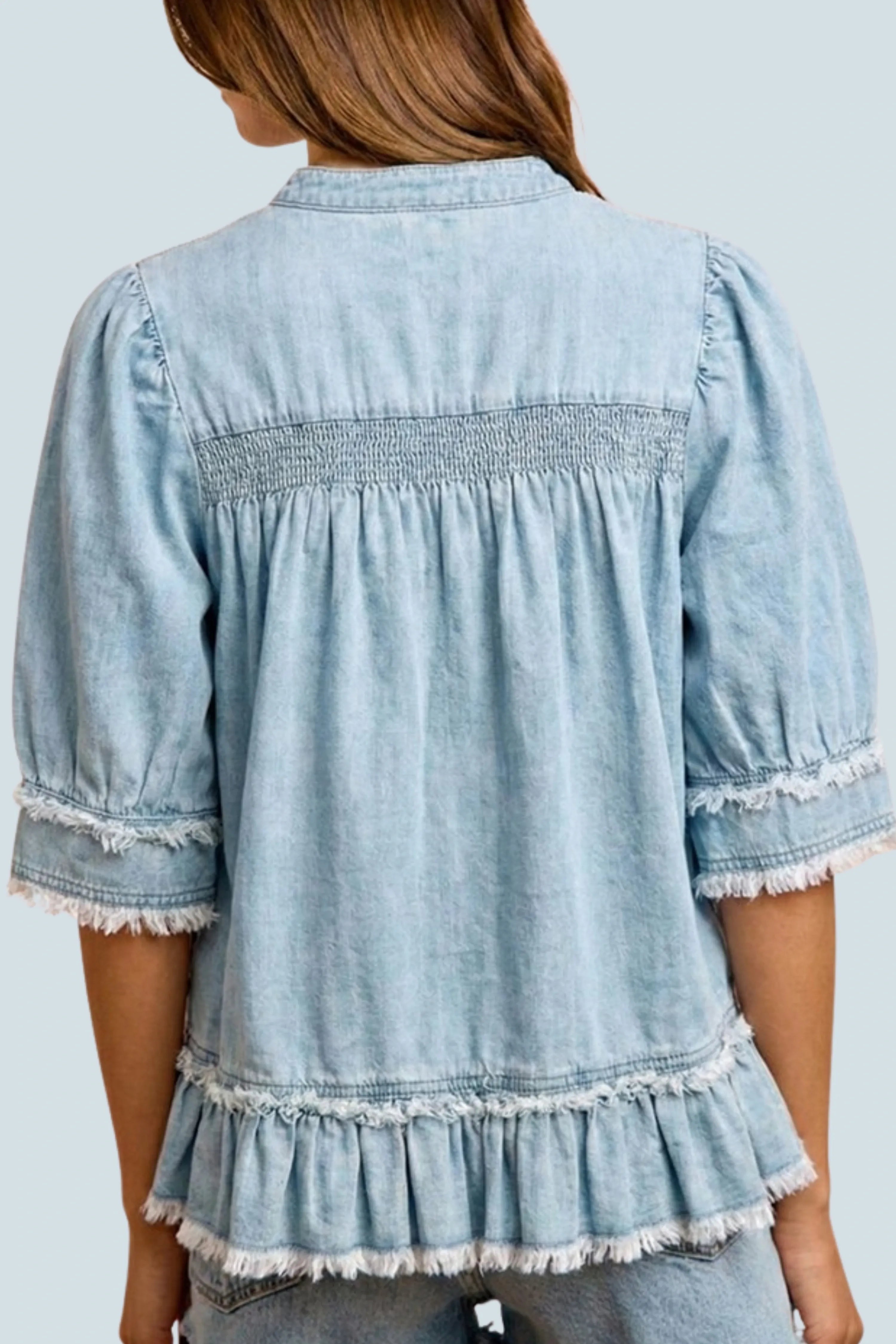 eBoutike Top Washed light denim Top