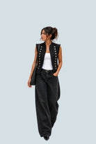 eBoutike Top Denim Napoleon Vest