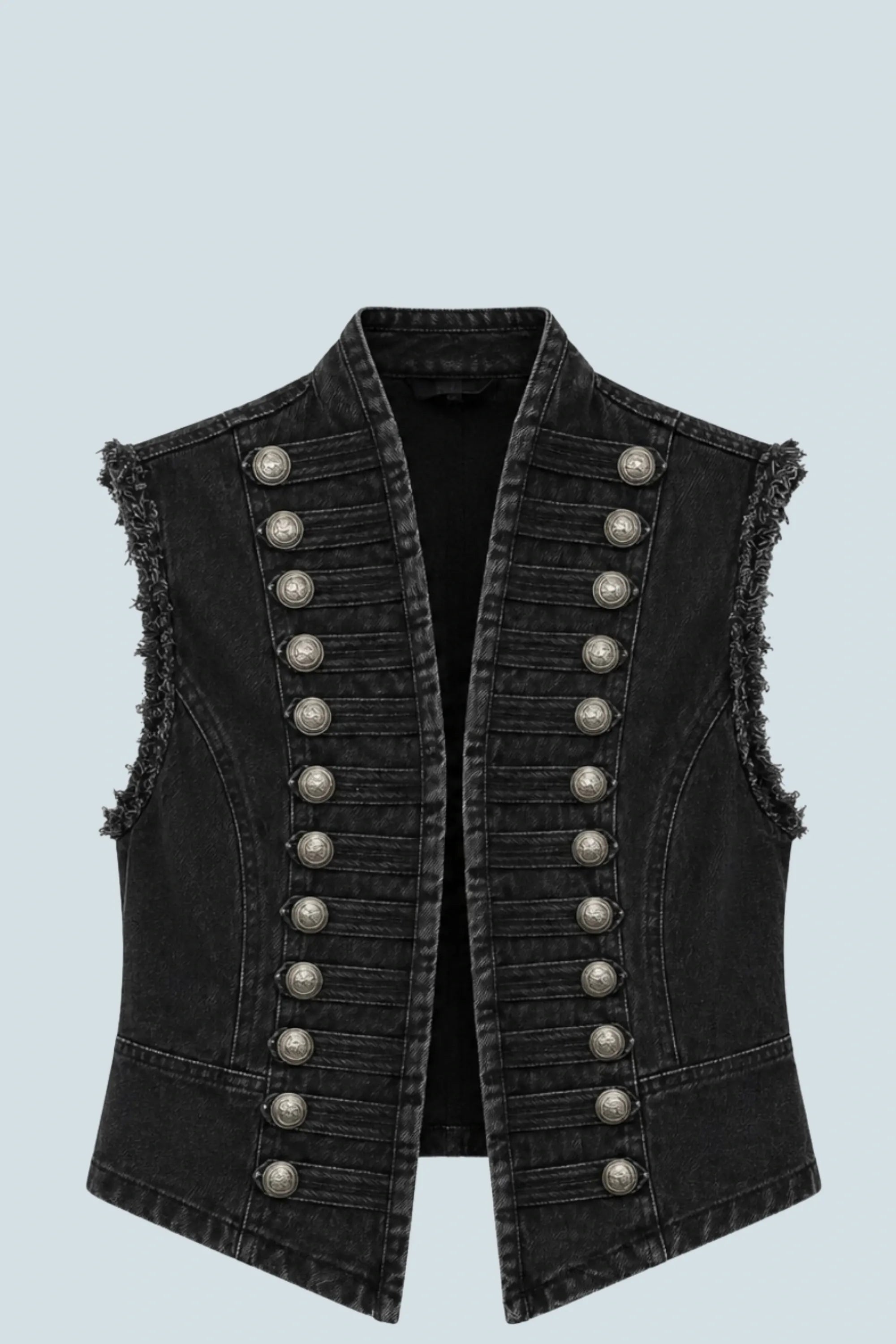 eBoutike Top Denim Napoleon Vest