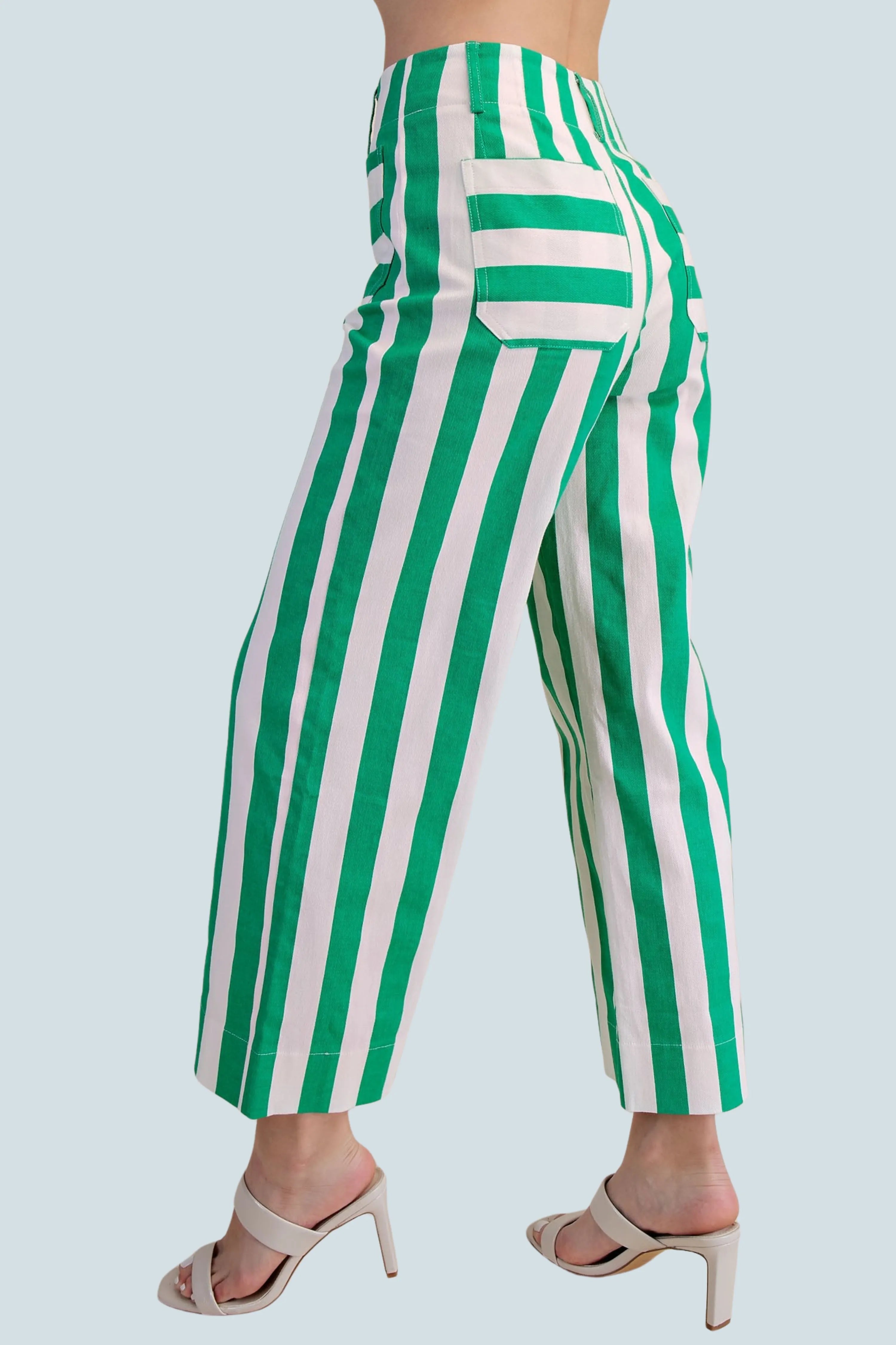 eBoutike Bottom Colette Cropped wide Stripe Pants