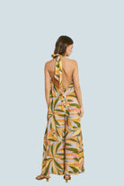 eBoutike Jumpsuit Tropical Open Back Halter Jumpsuit