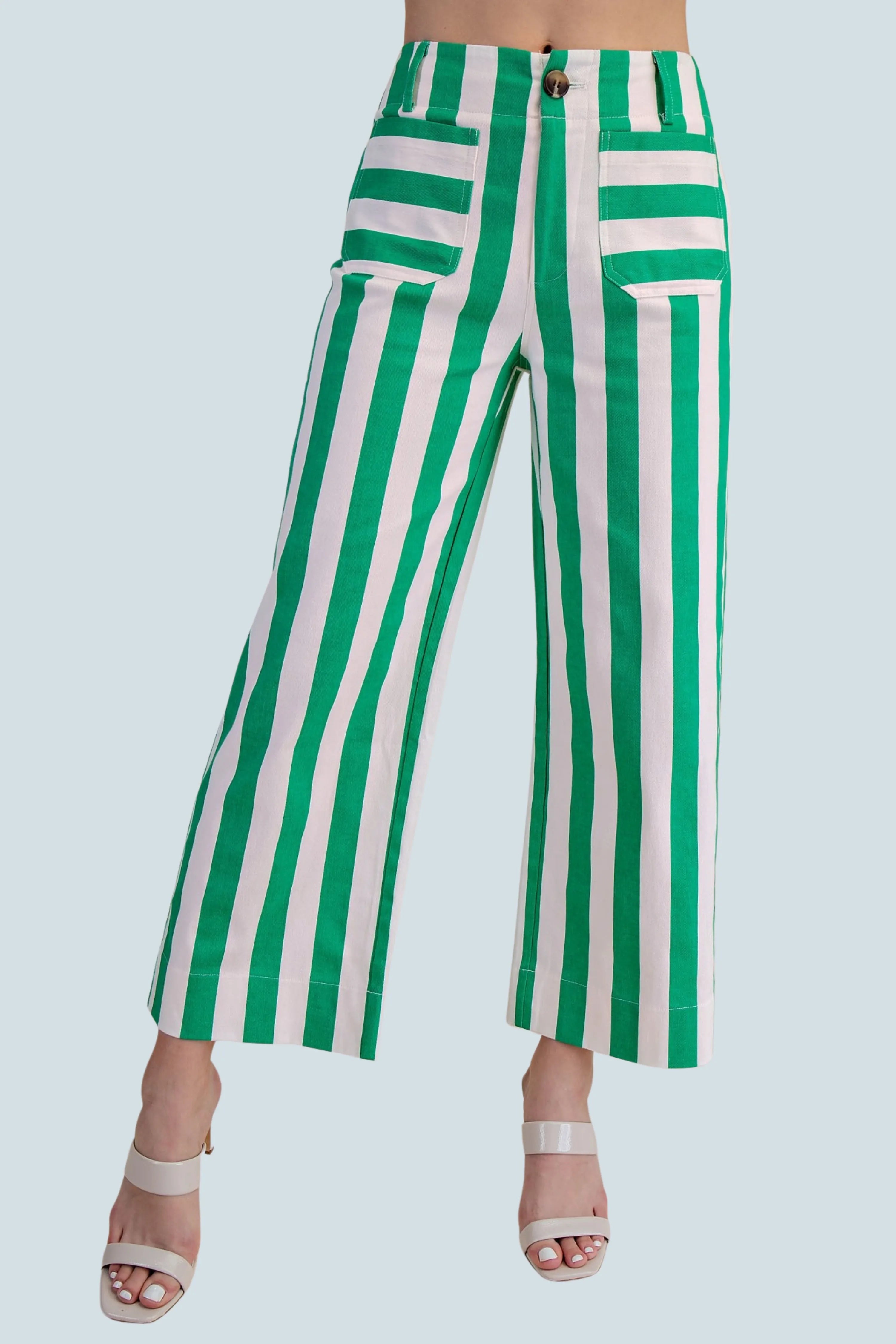 eBoutike Bottom Colette Cropped wide Stripe Pants