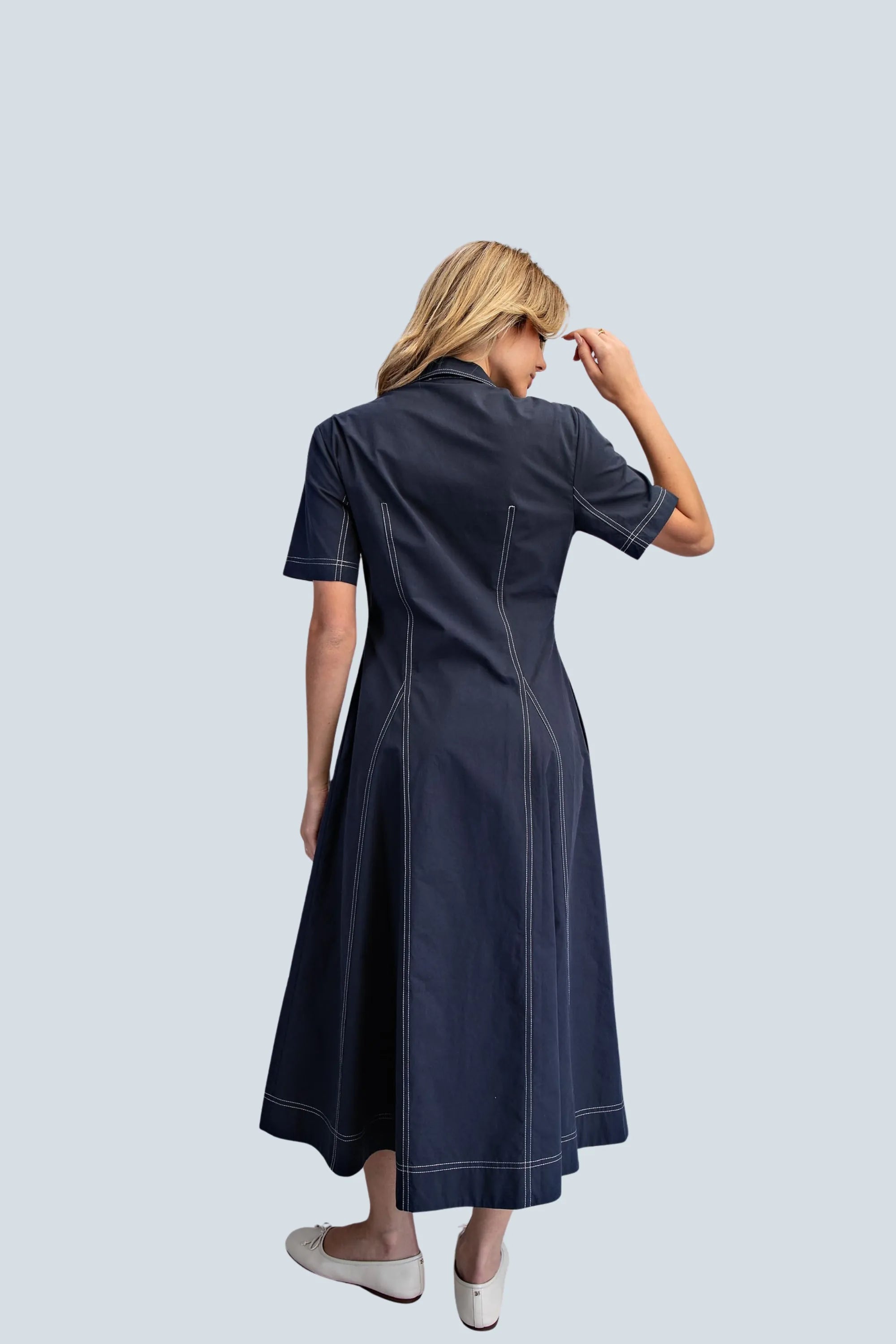 eBoutike Dress Collared Button Down Maxi Dress