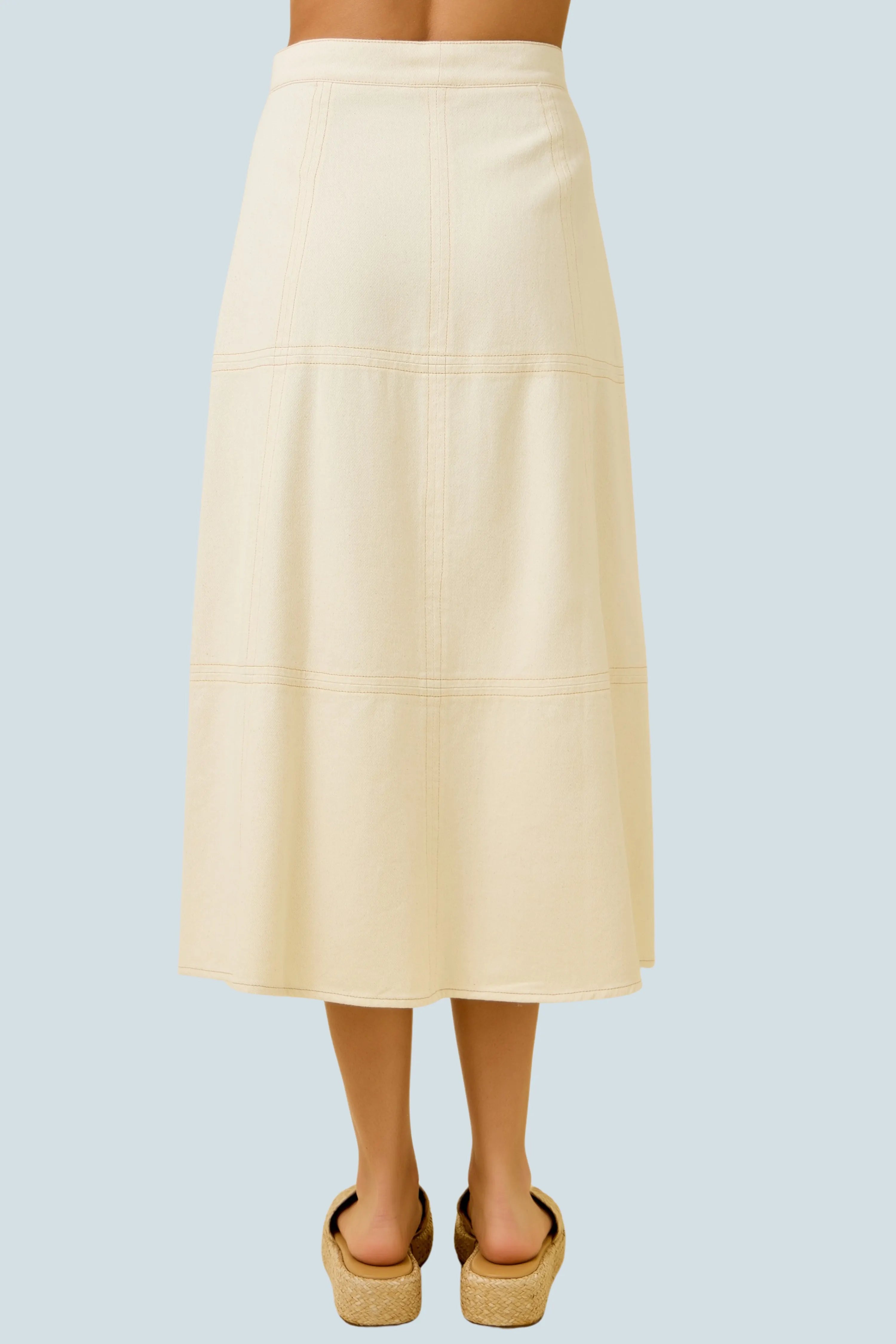 eBoutike Bottom Crop Top and Midi Skirt Set Oatmeal
