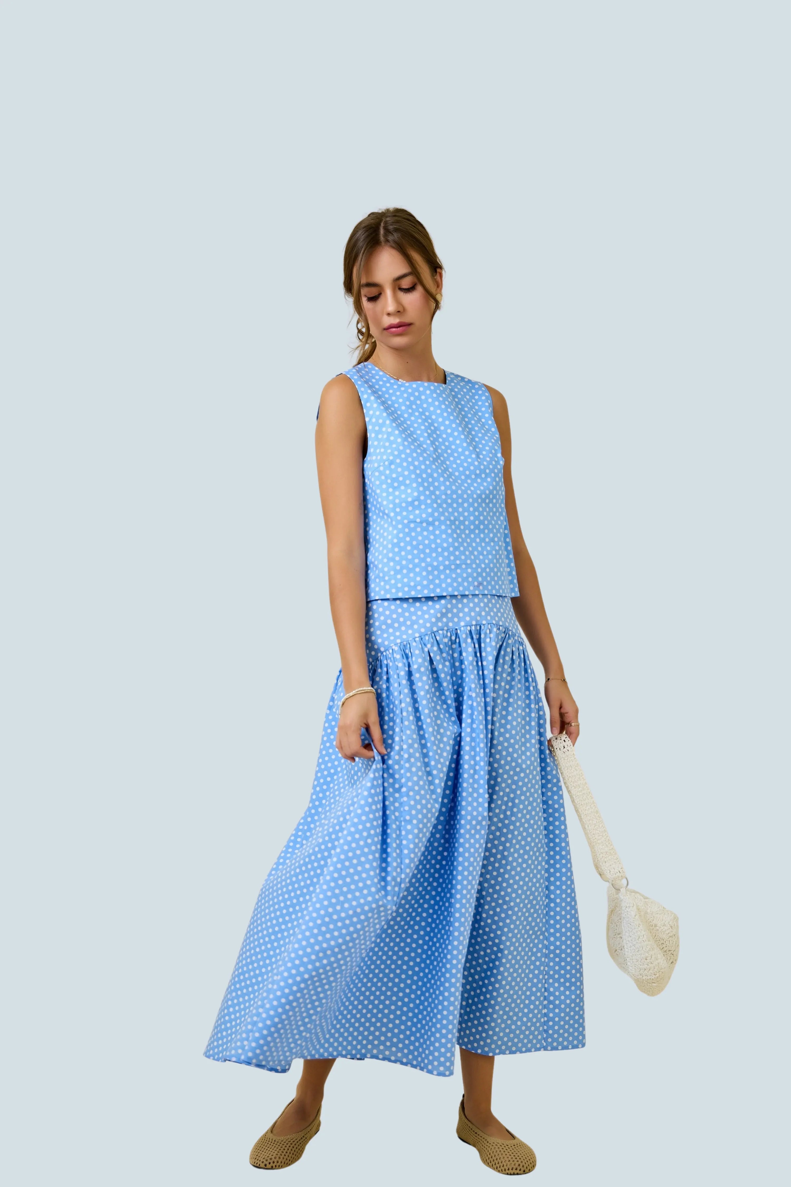 eBoutike Bottom Polka Dot Maxi Skirt Set