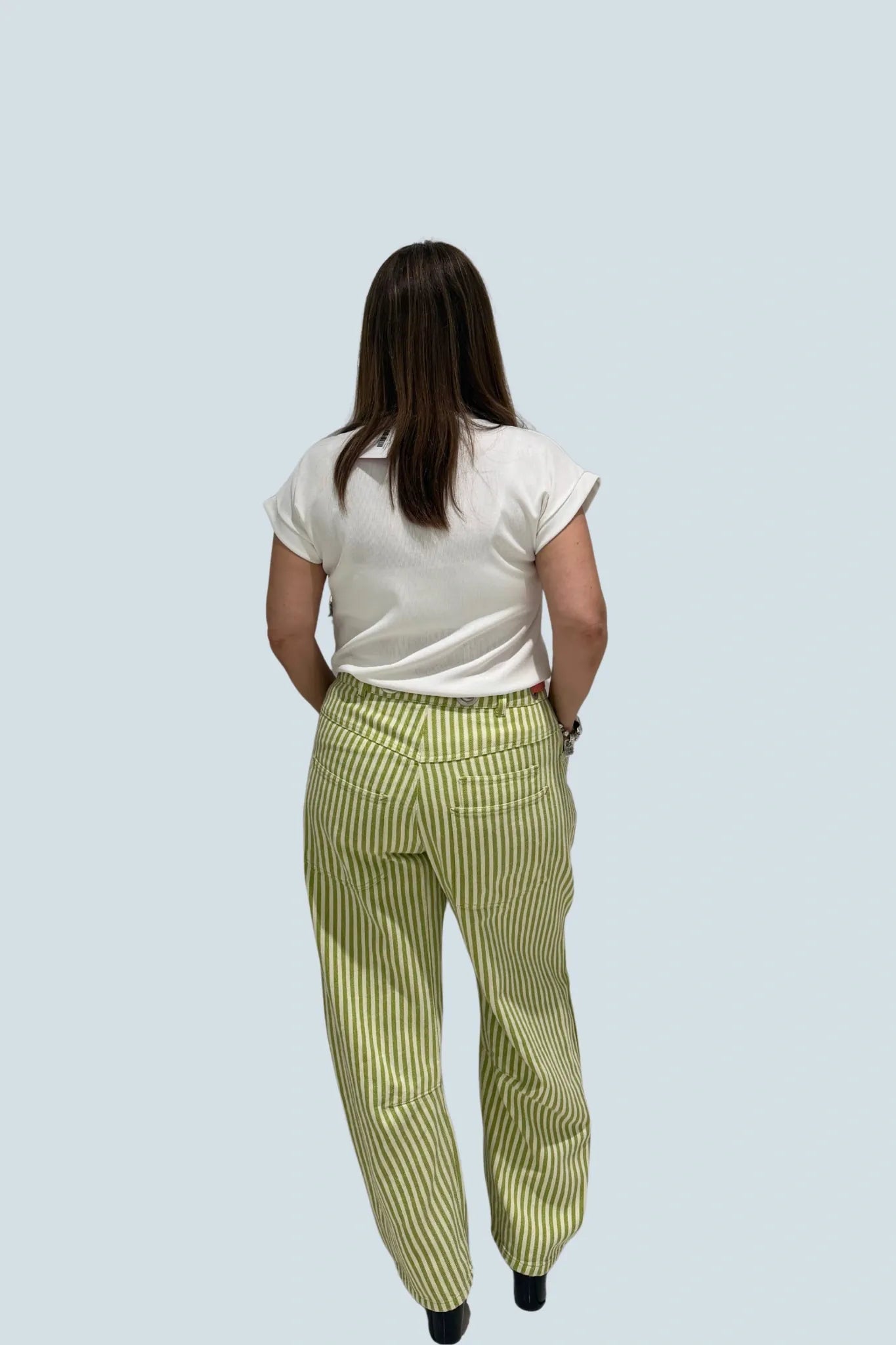 eBoutike Bottom Striped Twill Barrel Pants