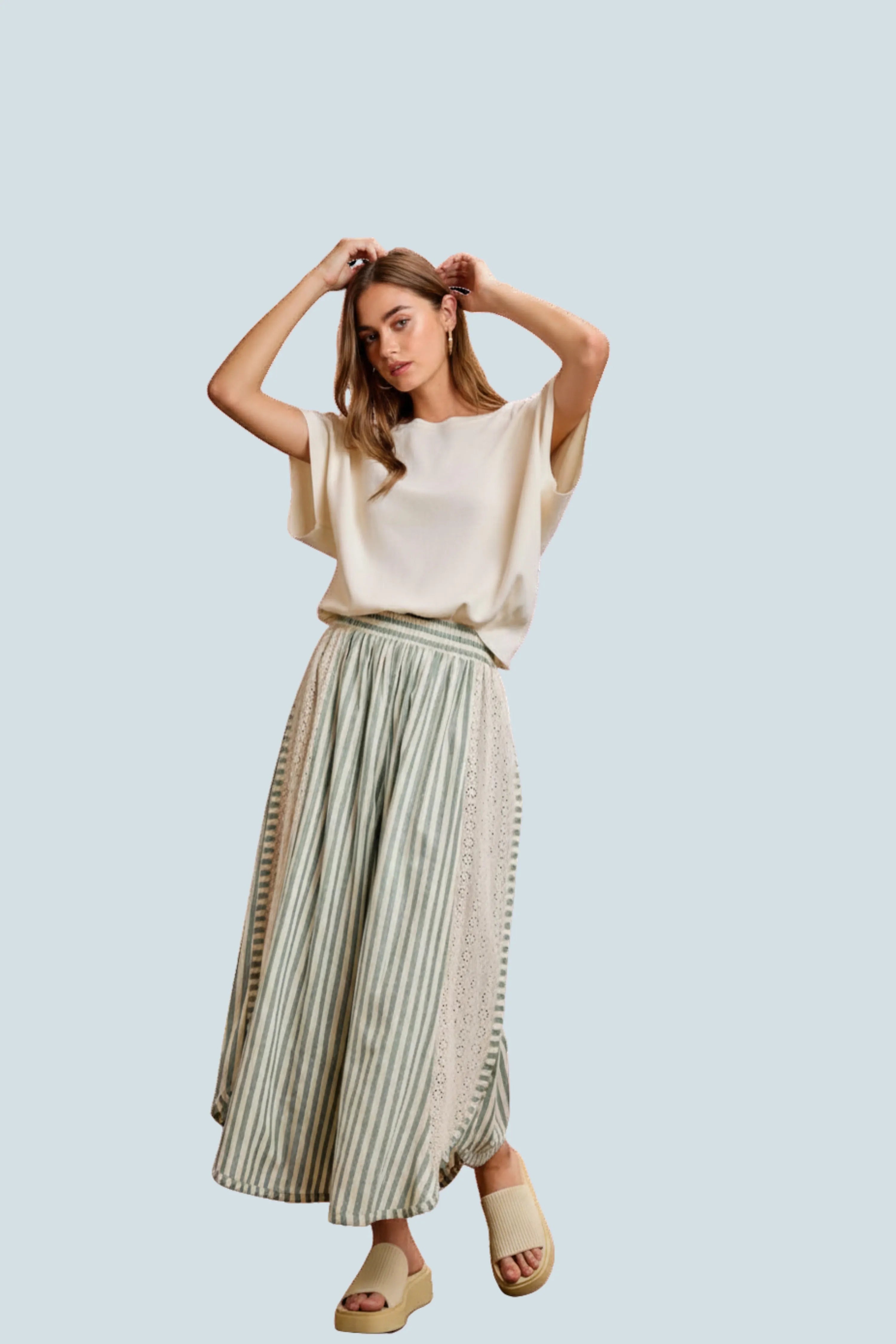 eBoutike Bottom Stripes Wide Leg Pants