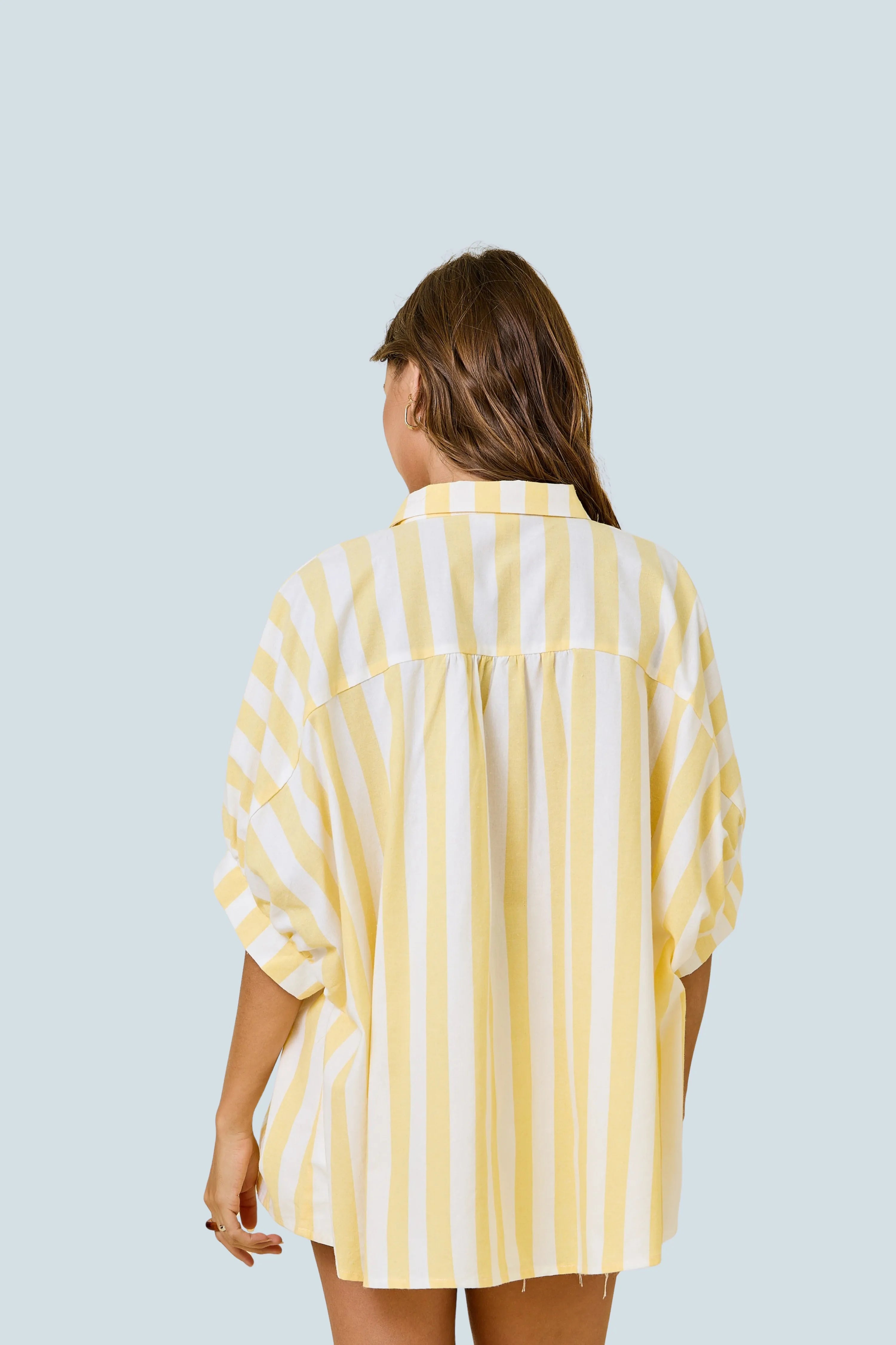 eBoutike Top Stripe Button Down Oversized Shirt