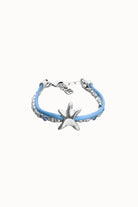 UNOde50 Bracelet Sisterstar Blue silk thread and metal bracelet with starfish