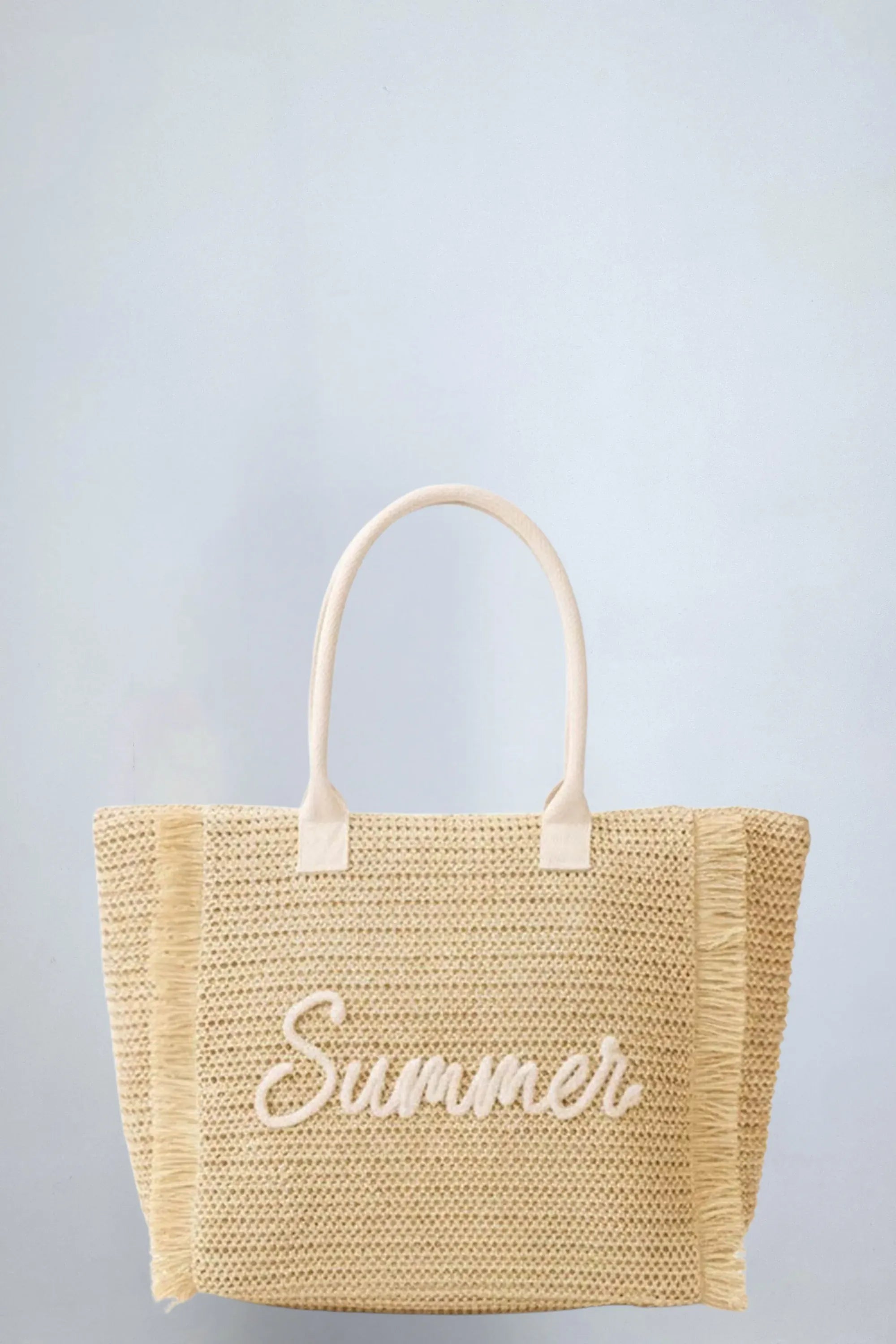 eBoutike Handbag SUMMER Embroidery Woven Straw Fringe Tote Shoulder Bag