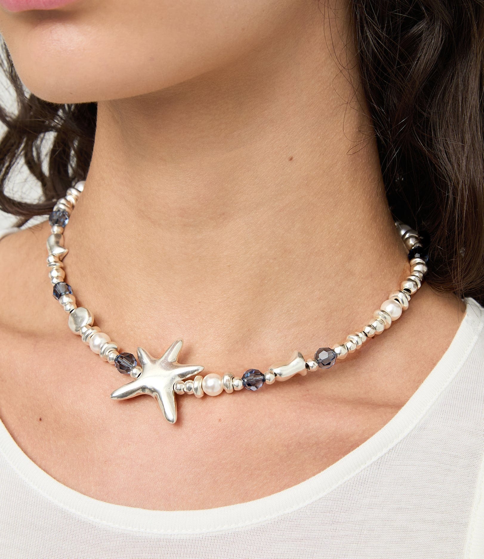 UNOde50 Necklace Starblue Necklace with crystals and big starfish