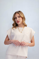 eBoutike Top Round Neck Drop Shoulder Top