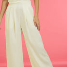 Cream High Waist Wide Pant - éBoutiké