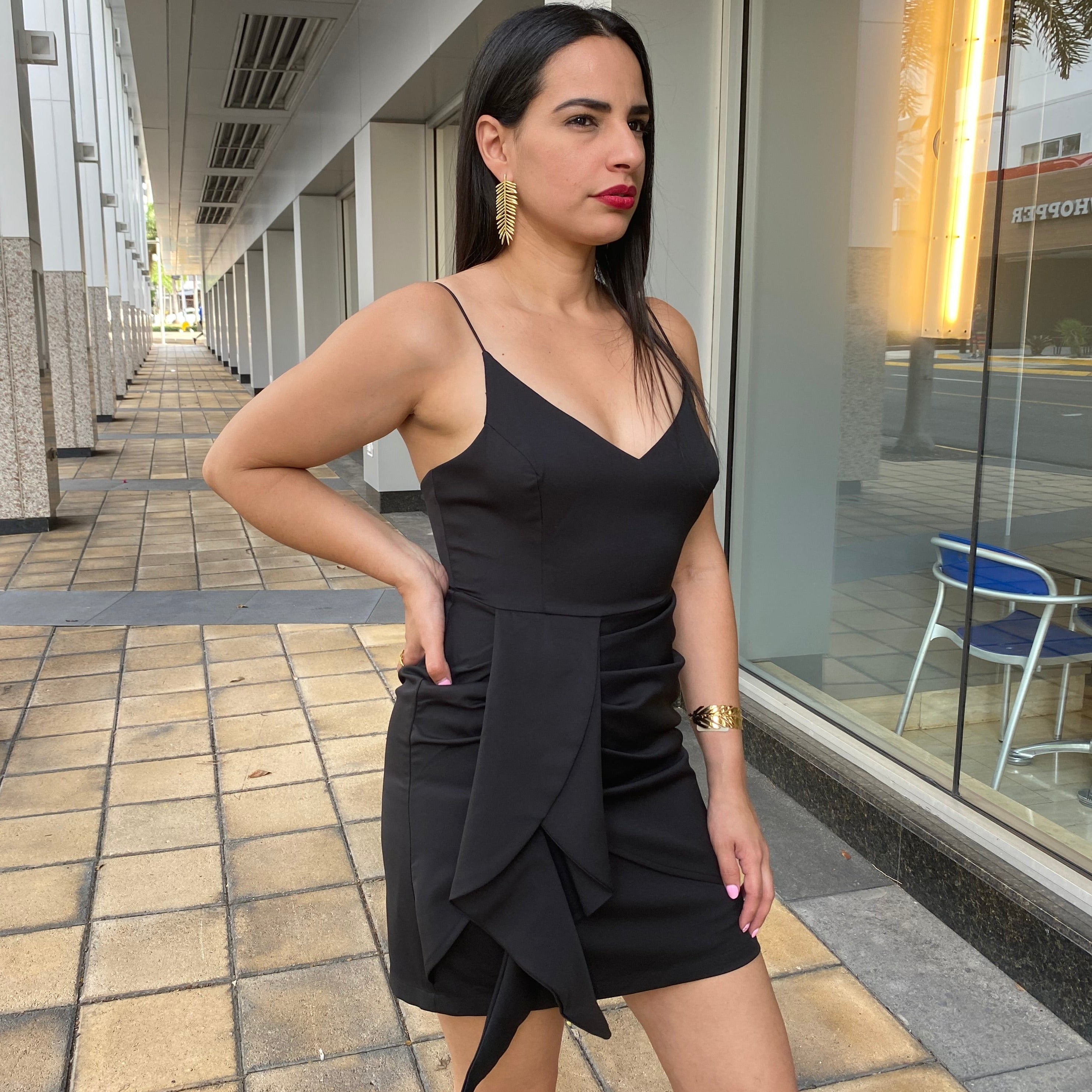 Black Draped Mini Dress - éBoutiké