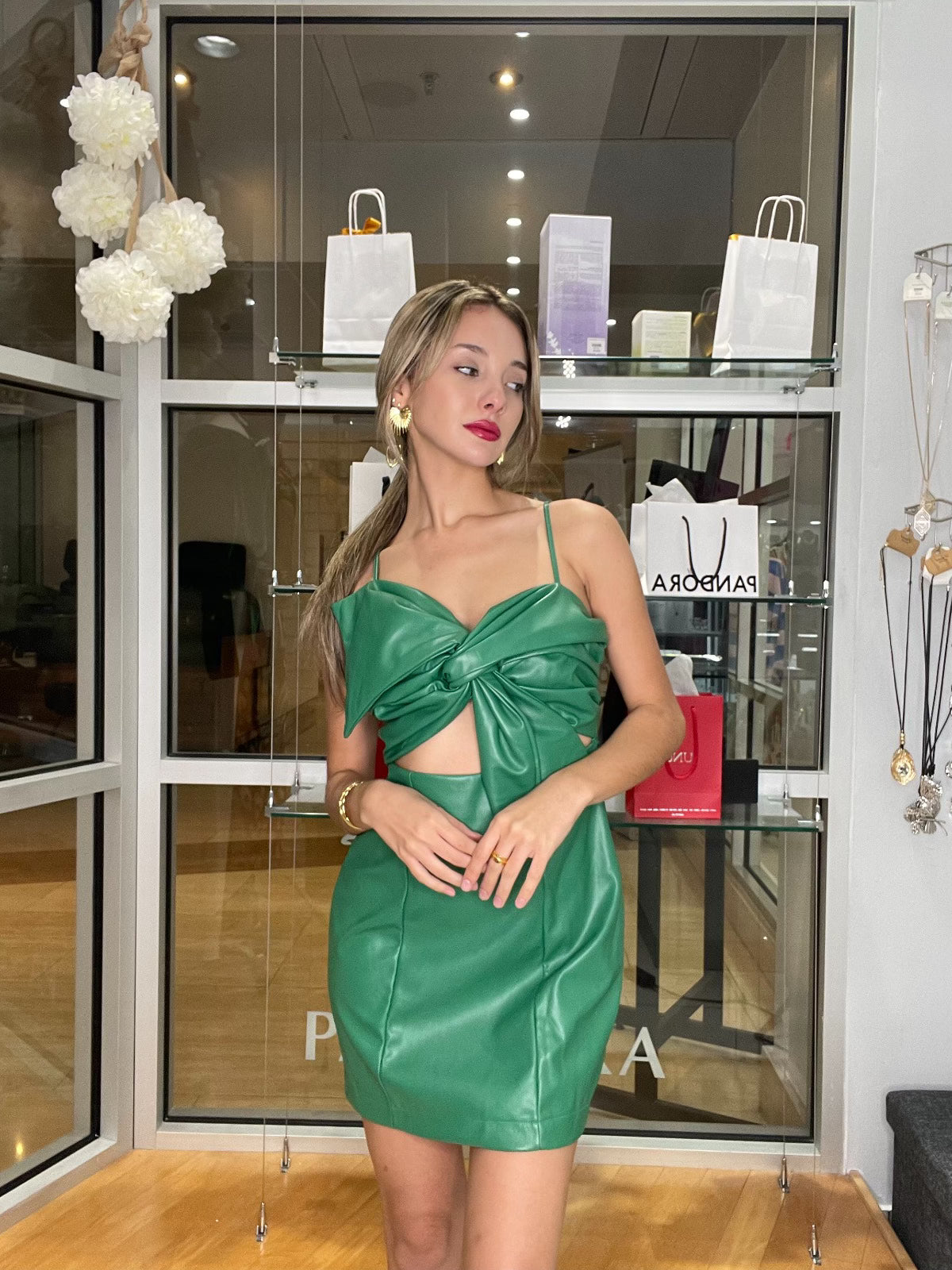 Bow Green Mini Dress - éBoutiké