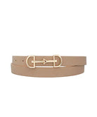 eBoutike Belt Horsebit Buckle Skinny Belt Taupe