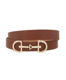 eBoutike Belt Horsebit Buckle Belt Dark Cognac