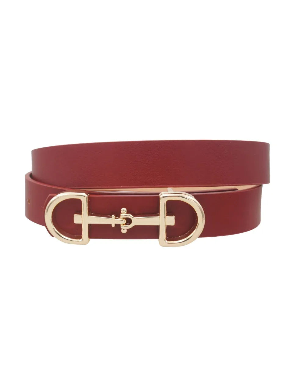 eBoutike Belt Horsebit Buckle Belt Burgundy