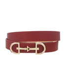 eBoutike Belt Horsebit Buckle Belt Burgundy