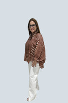 eBoutike Top Balloon Sleeve Button Front Shirt
