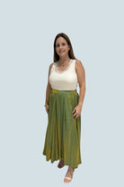 eBoutike Bottom Pleated Shimmering Midi Skirt