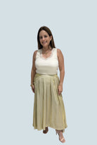 eBoutike Bottom Pleated Shimmering Midi Skirt