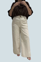 eBoutike Bottom High Rise Stitch Seamed Stretch Crop Pants