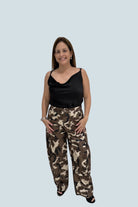 eBoutike Bottom Camouflage Barrel Pants Brown Camo / S/M